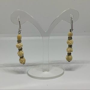 Vintage carved bead earrings